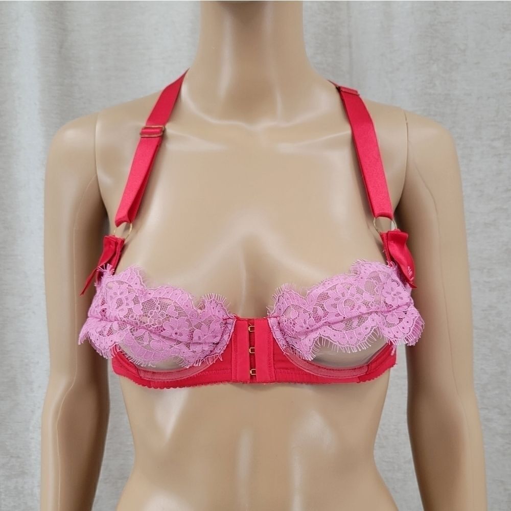 ANN Summers Pink Red Racerback Halter  Balconette Bralet Bra Valentine's Day